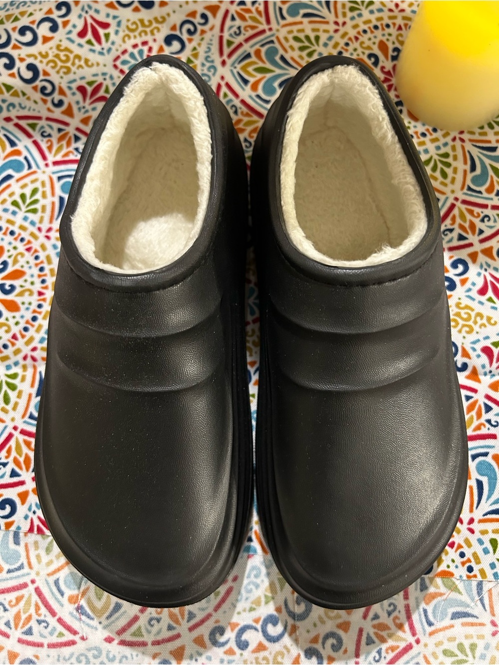 Black Cozy Slip-On Shoes with Plush Lining
